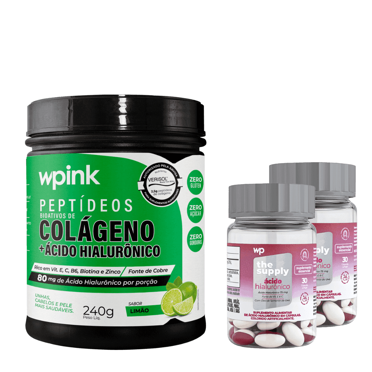 colágeno de limão - 240g + 2 ácidos hialurônicos - wp