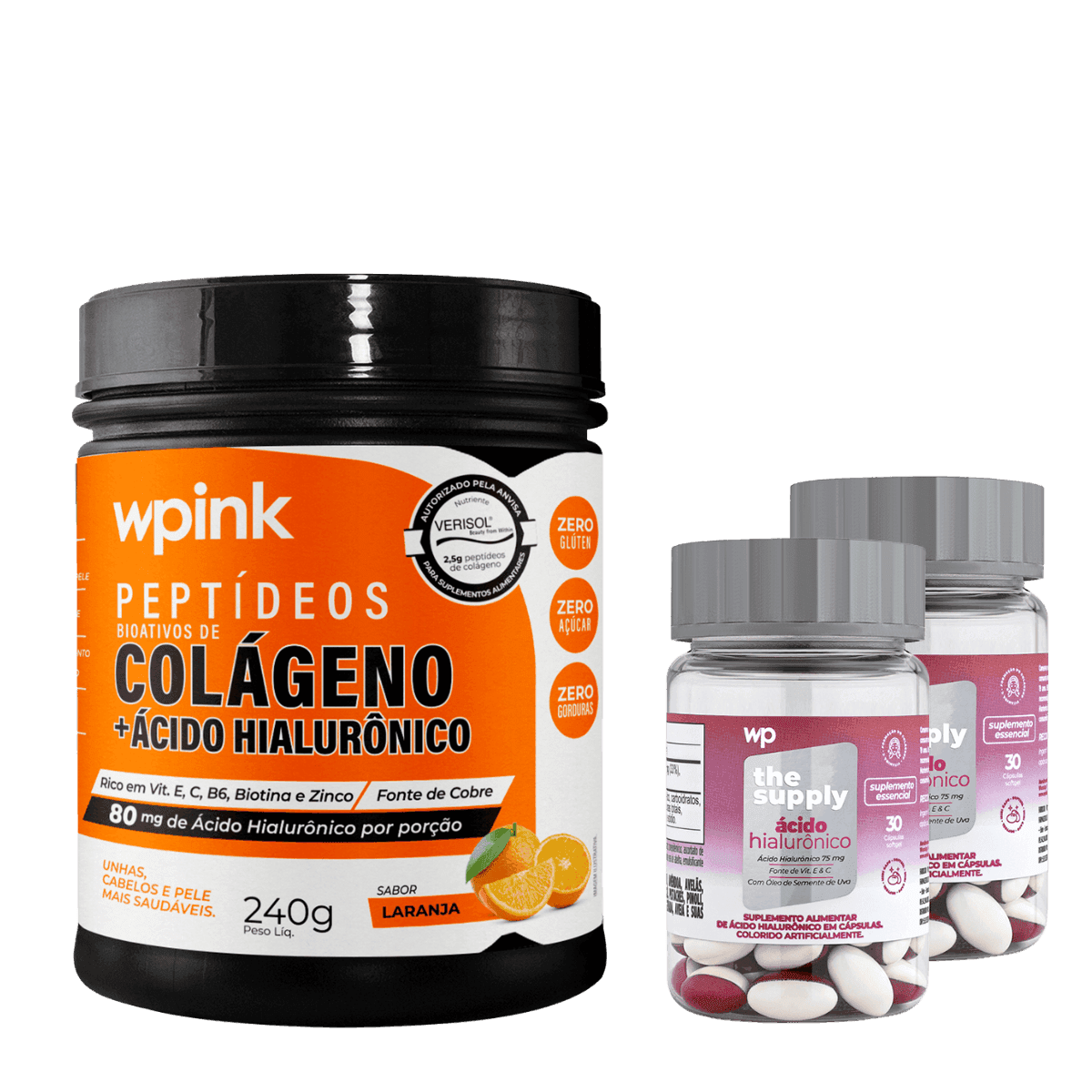 colágeno de laranja - 240g + 2 ácidos hialurônicos - wp
